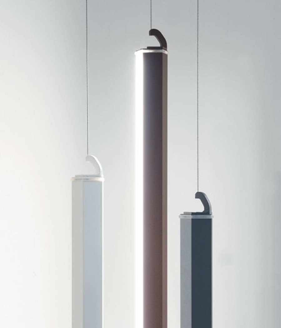 Lampade Zafferano | Pencil Supporti Sospensione Verticale Scuro Grigio