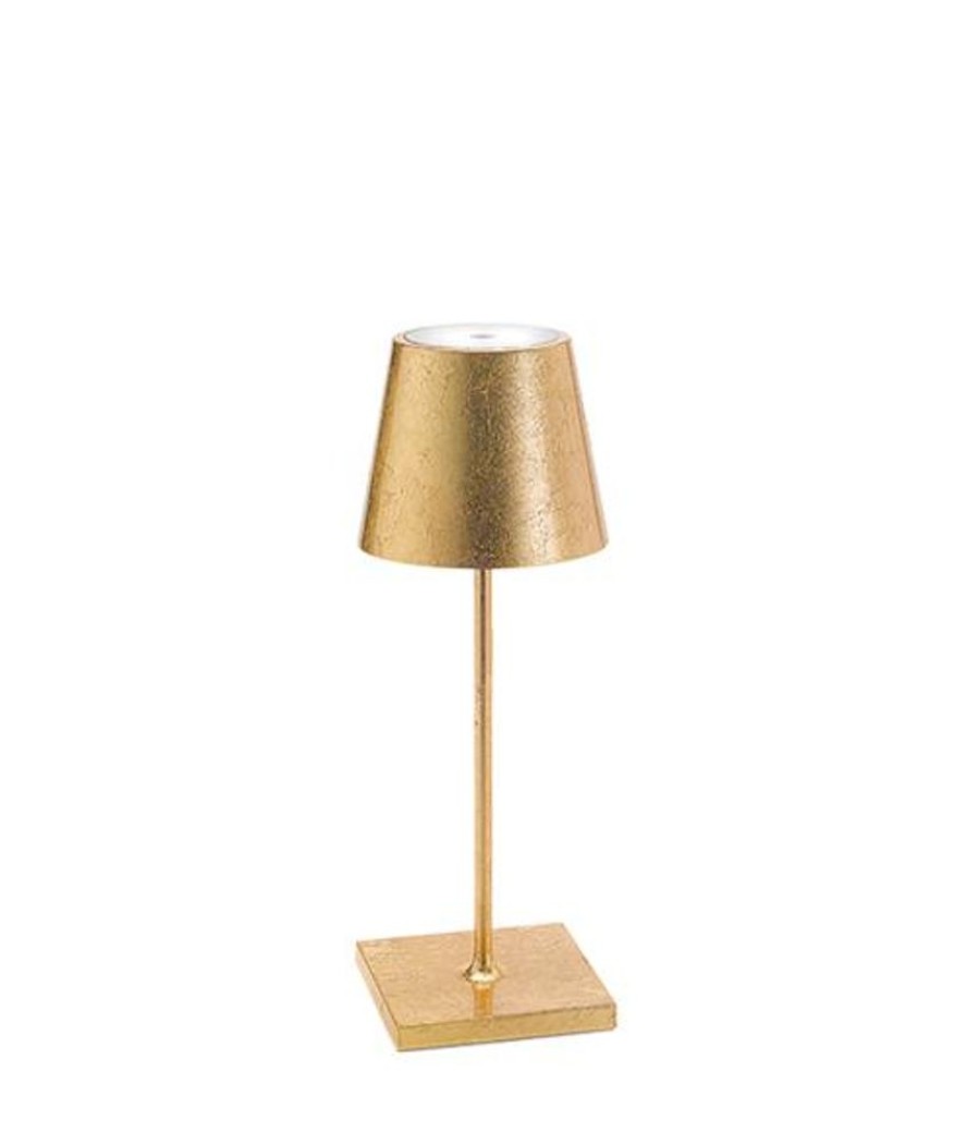 Lampade Zafferano | Lampada Da Tavolo Poldina Mini Pro - Foglia Color Oro Foglia Oro