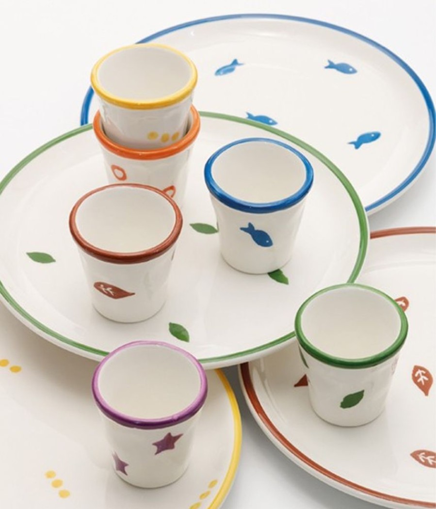 Mix And Match Zafferano | Stencil Piatto Dessert Set 6 Pezzi Marrone