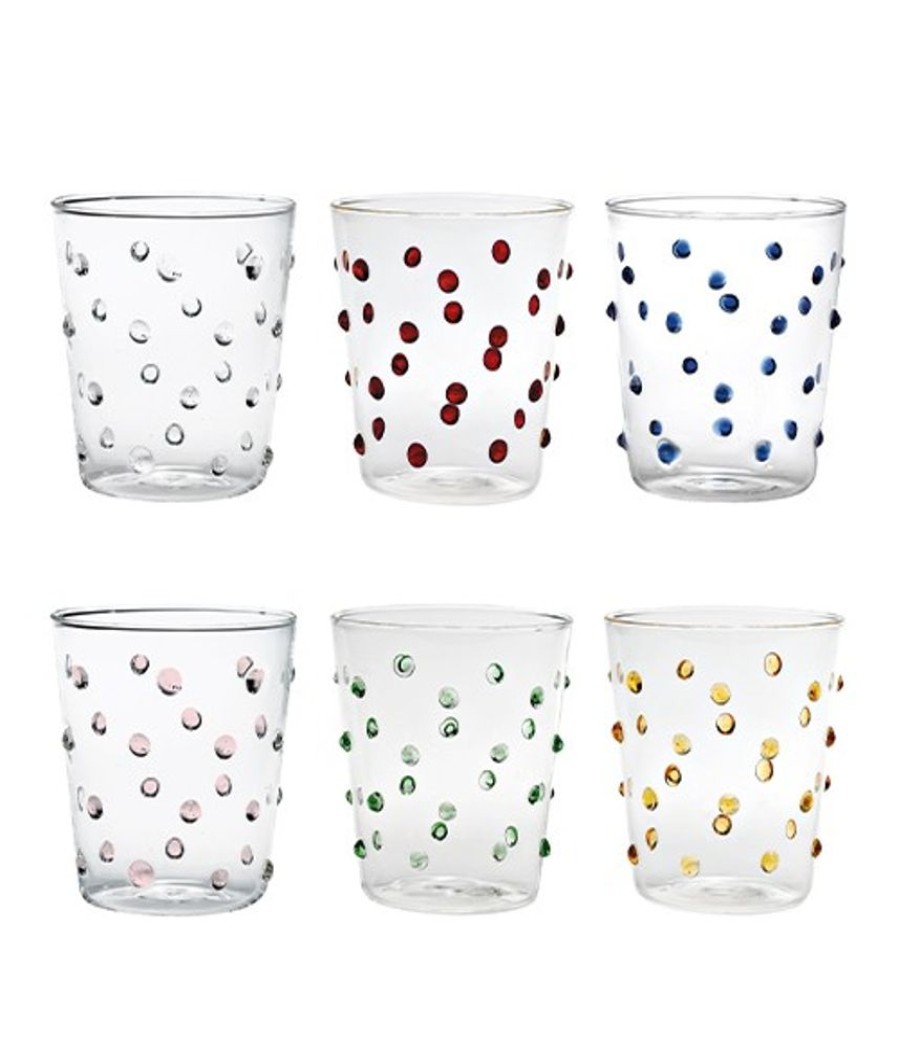 Vetro Colorato Zafferano | Bicchiere Vetro Borosilicato Party Set 6 Pezzi (01-04-07-08-13-18) Colori Assortiti