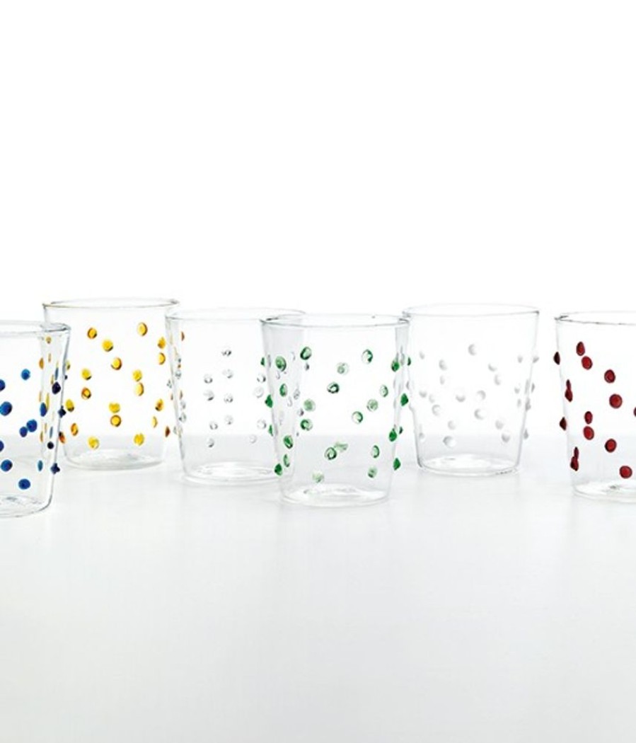 Vetro Colorato Zafferano | Bicchiere Vetro Borosilicato Party Set 6 Pezzi (01-04-07-08-13-18) Colori Assortiti