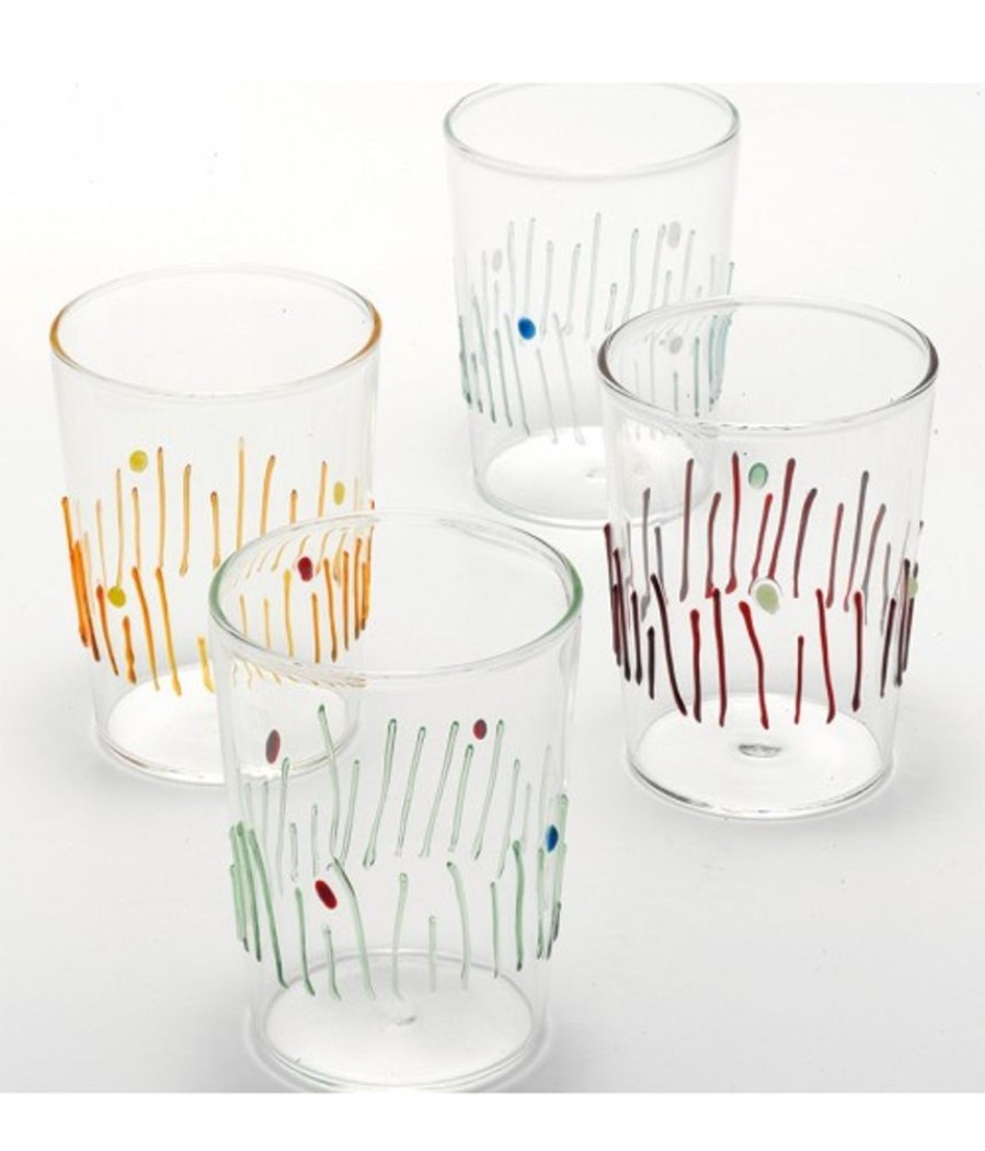 Vetro Colorato Zafferano | Bicchiere Vetro Borosilicato 4 Stagioni - Set 4 Pezzi Assortiti