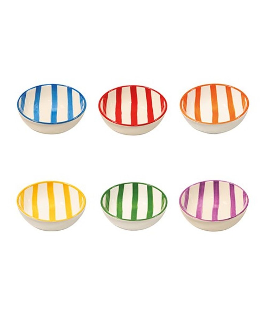 Mix And Match Zafferano | Bowl Lido-Righe - Set 6 Pezzi Colori Assortiti