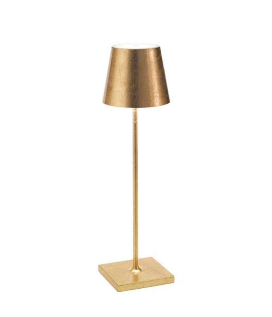 Lampade Zafferano | Lampada Da Tavolo Poldina Pro - Foglia Color Oro Foglia Oro