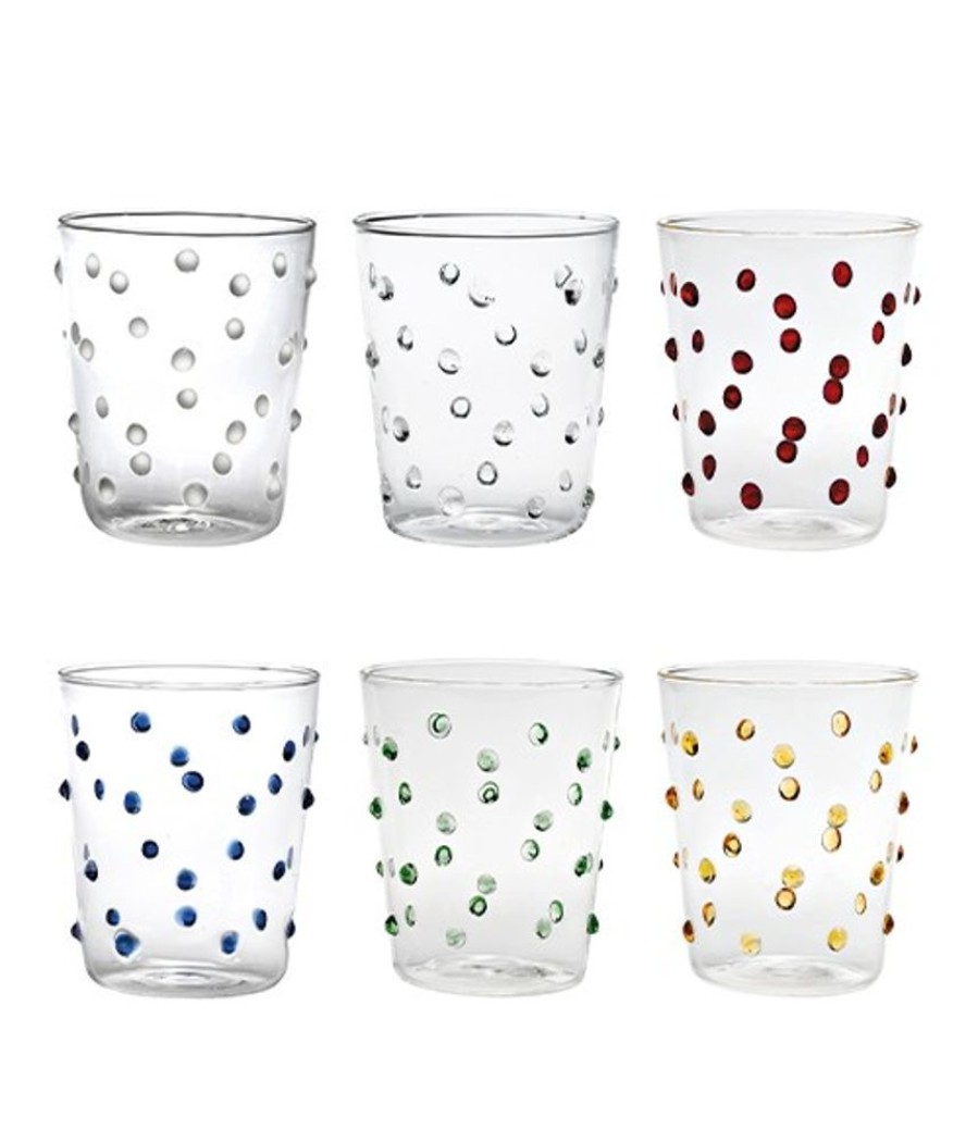 Vetro Colorato Zafferano | Bicchiere Vetro Borosilicato Party Set 6 Pezzi (00-01-04-07-13-18) Colori Assortiti